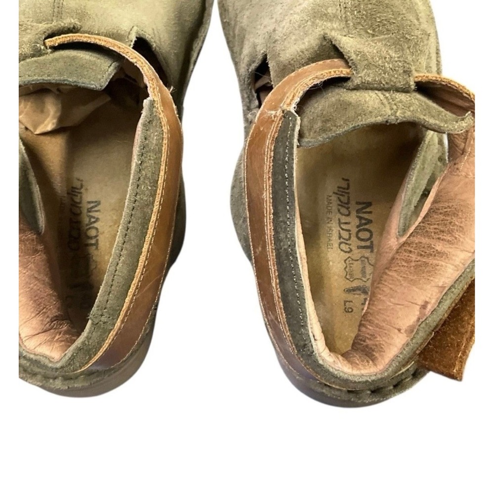 Naot Women Olive Green Suede Ankle Strap Wedge Sandals Size 40 Made in Israel - Picture 6 of 7